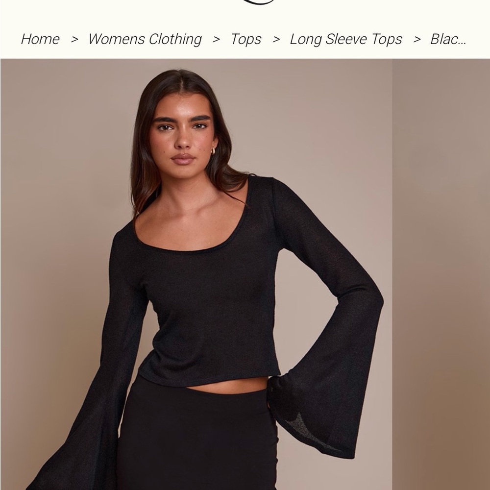 PrettyLittleThing Elegant Black Flare Sleeve Top